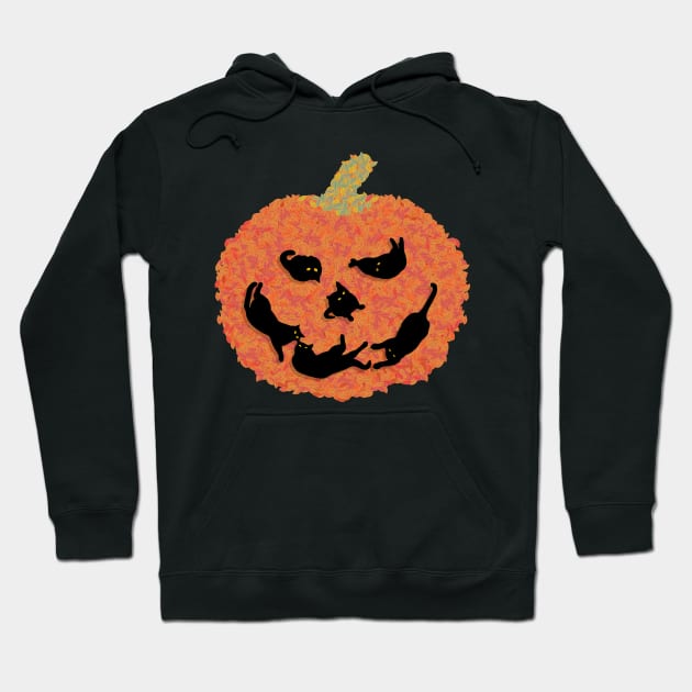 Halloween Pumpkin Cat Hoodie by Sachpica